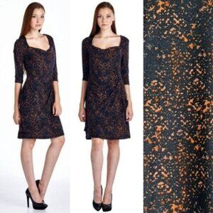 MARCELLE MARGAUX Sheath Knee Length Soft Stretch Dress Abstract Print Sz L